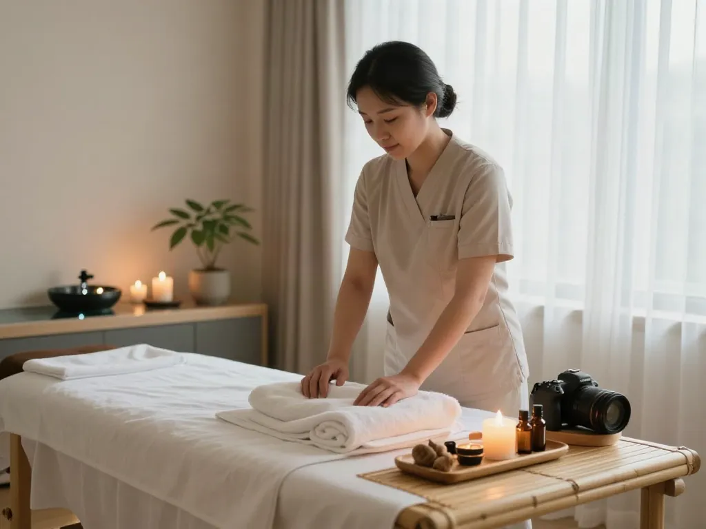 Experience tranquility with 반송동출장마사지 in a serene therapy studio filled with calming elements.